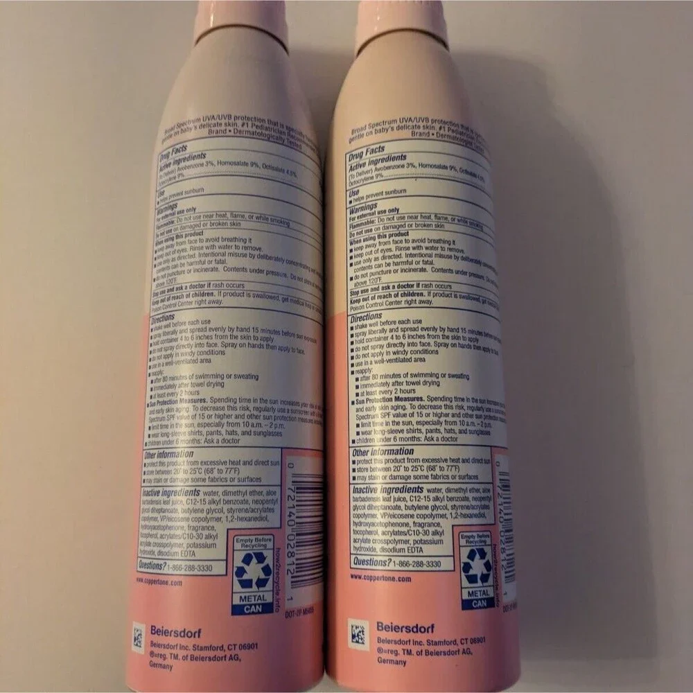 NEW 2 Coppertone Sunscreen Water Babies Lotion Spray, SPF 50 - 9.5 oz ea